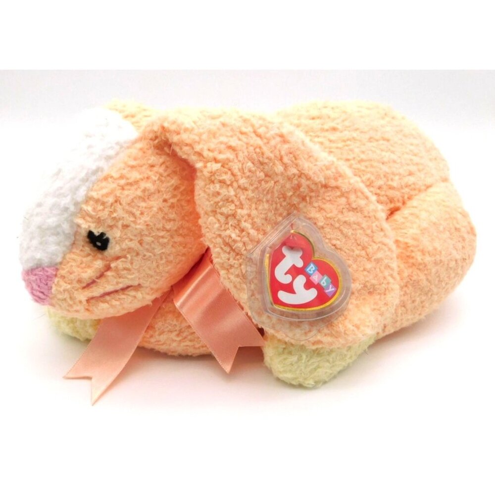 TY Baby Honeybunnybaby Orange Rattle Plush with Tag Bunny Rabbit Pillow Pal 2001